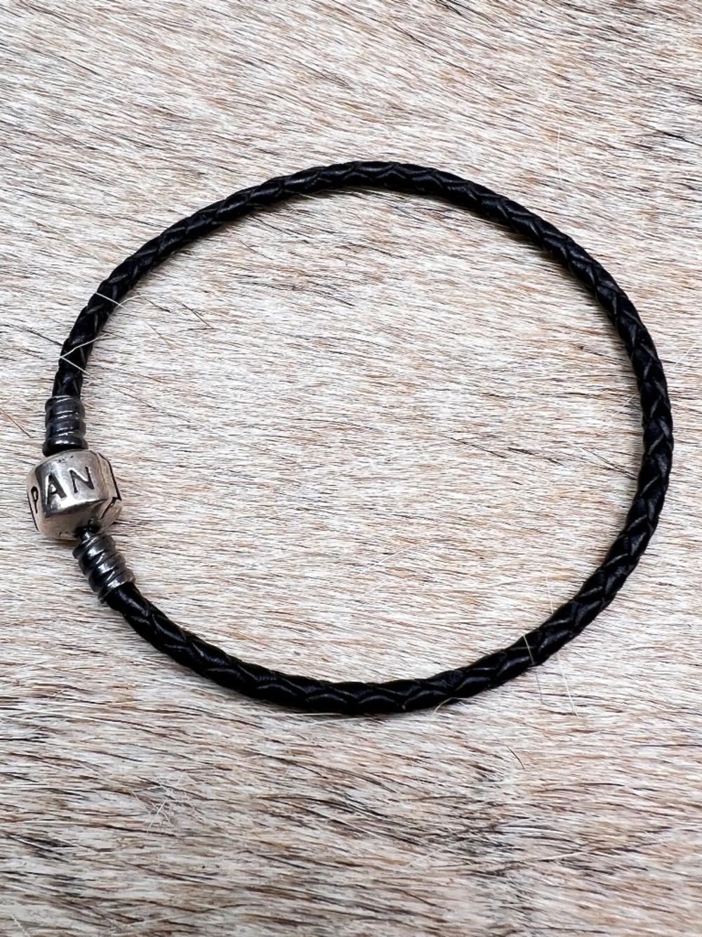 Pandora Moments Braided Leather Bracelet w/ Sterling Silver Barrel Clasp